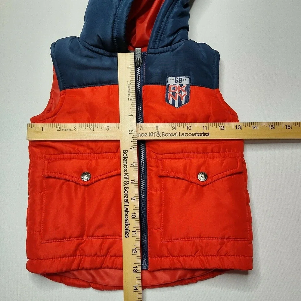 DKNY Baby‎ Toddler 24m Hooded Puffer Vest Red & Blue